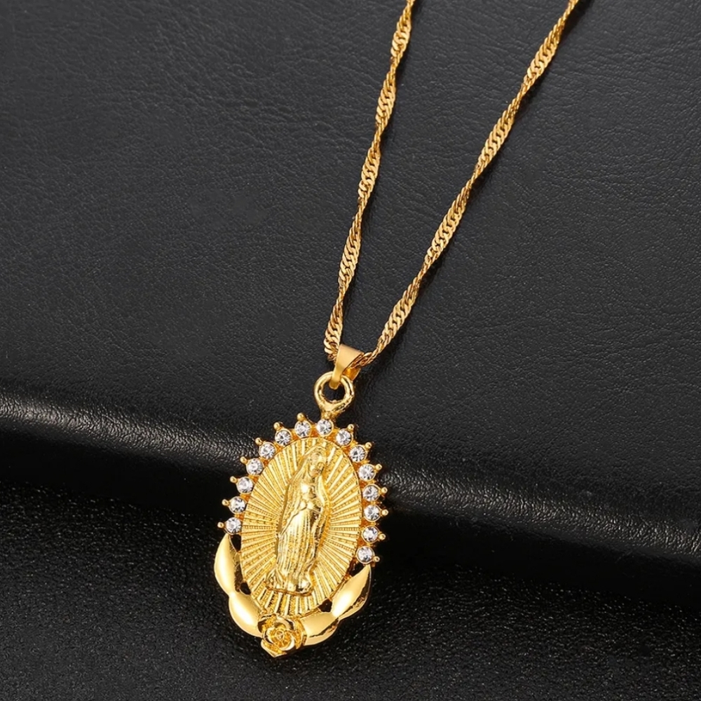 Gold Tone Virgin Mary Necklace - Picture 6 of 6